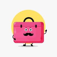 Cute briefcase character with mustache vector