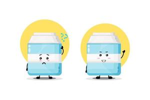 Cute milk character with confused and happy expression vector