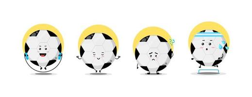 linda colección de personajes de pelota de fútbol vector