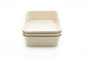 plastic tray or plastic box on white background photo