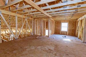 House attic interior under construction photo