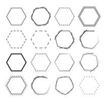 Set of hexagon border background. geometric frames decoration vector