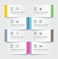 8 data infographics tab paper index template. vector