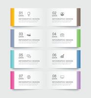 8 data infographics tab paper index template. vector