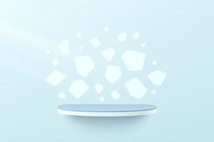 White, Blue cylinder podium or shelf with geometric background. vector
