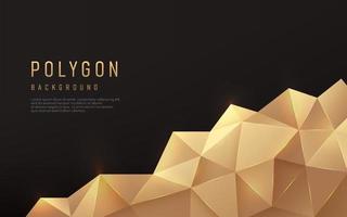 Abstract gradient 3D luxury golden geometric polygonal on black color. vector