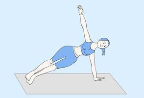 Woman doing side plank vector