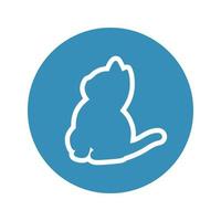 Yarn package manager vector logo - outline kitten in blue circle