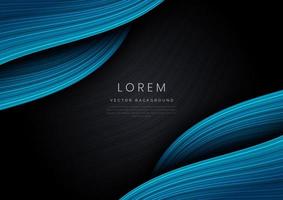 Abstract modern blue on black background with line curve design. vector