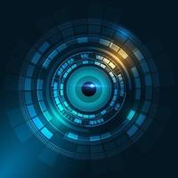 Abstract Futuristic Technology eye on dark blue Background. vector