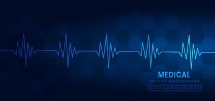 Abstract blue Heart pulse monitor on background. Medical concept. vector