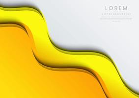 Abstract template wavy curved yellow layers on white background. vector