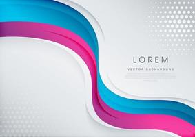 Abstract modern blue and pink gradient wave shape on white background. vector