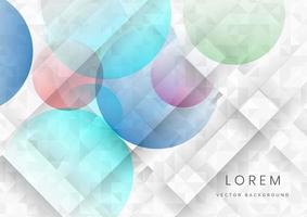 Abstract minimal colorful circles on grey pattern background. vector