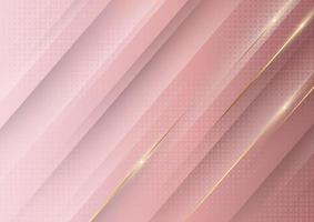 Abstract soft pink gradient geometric diagonal with line golden. vector