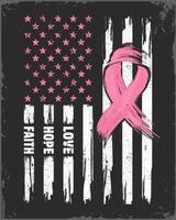American flag with pink ribbon Breast Cancer awareness month concept