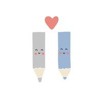 Hand drawn pencils love vector illustration.