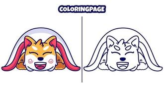 cute blanket dog with coloring pages vector