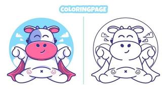 cute cow with clouds with coloring page vector