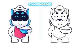 cute dog robot chef with coloring pages vector