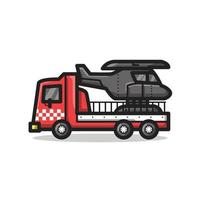 Fire Rescue Department Vehicle Line Art Cartoon Illustration vector