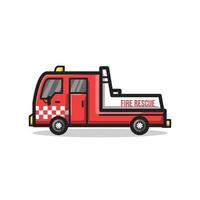 Fire Rescue Department Vehicle Line Art Cartoon Illustration vector