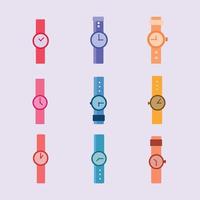 collection of set of watch designs with various colors and textures vector