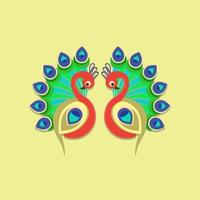 Ilustración de vector de patrón ornamental de vector de pavo real tradicional