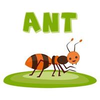 A for Ant free cartoon vector drawing illustration template