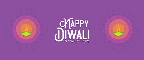 Happy Diwali banner with lamp vector for free download