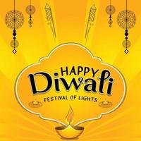 Happy Diwali wishes free vector illustration template