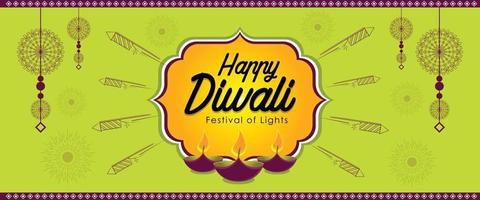 Beautiful Happy Diwali vector banner for free download
