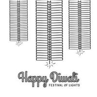 Happy Diwali greetings with fireworks and cracker drawing vector
