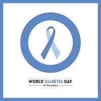 World diabetes day awareness with blue ribbon free vector design