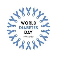 World diabetes day design with blue ribbon pattern free vector