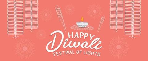 Happy Diwali wishes banner with fireworks and festive decorations