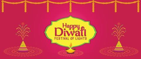 Happy Diwali traditional festive banner vector design for free