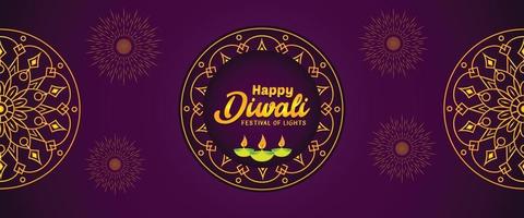 Elegante banner de vector de feliz diwali con elementos decorativos