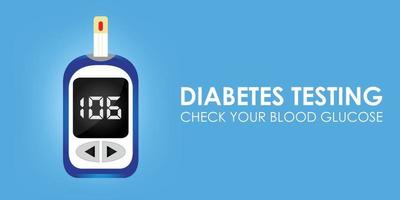 Diabetes testing banner template with glucometer vector illustration