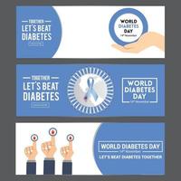 World diabetes day awareness banner set for free download vector