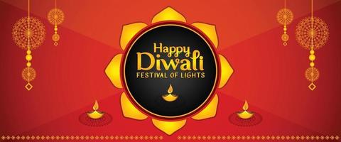 Happy Diwali free vector banner with ornamental decoration
