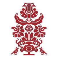 Embroidery element of Ukrainian ornament. Tree of life symbol. vector