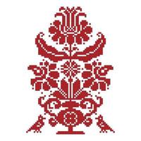 Embroidery element of Ukrainian ornament. Tree of life symbol. vector