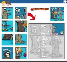 juego de rompecabezas con temibles personajes de halloween vector