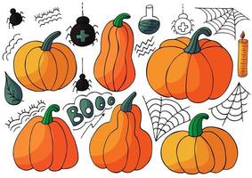 Halloween design elements in hand draw style vector