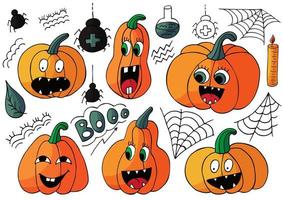 Halloween design elements in hand draw style vector