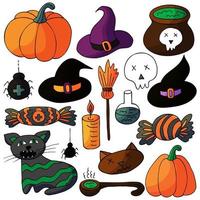 Halloween design elements in hand draw style vector