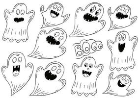 Halloween design elements in hand draw style vector