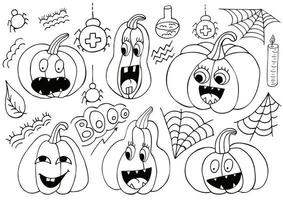 Halloween design elements in hand draw style vector