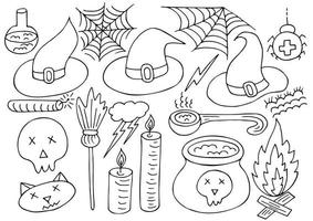 elementos de diseño de halloween en estilo de dibujo a mano vector